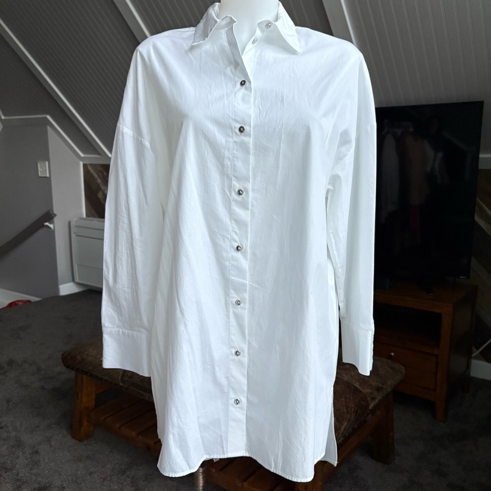 Zara White Button Down Poplin Dress Shirt - Picture 2 of 5
